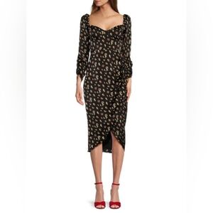 ASTR Floral Tulip Hem Midi Dress, S